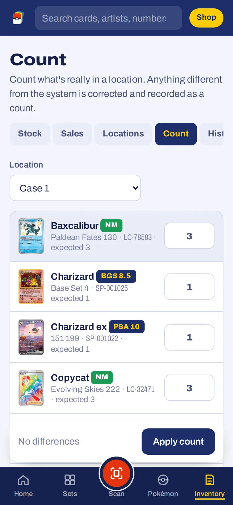 Counting a case on a phone
