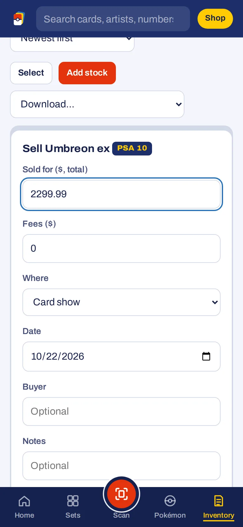 Recording a sale